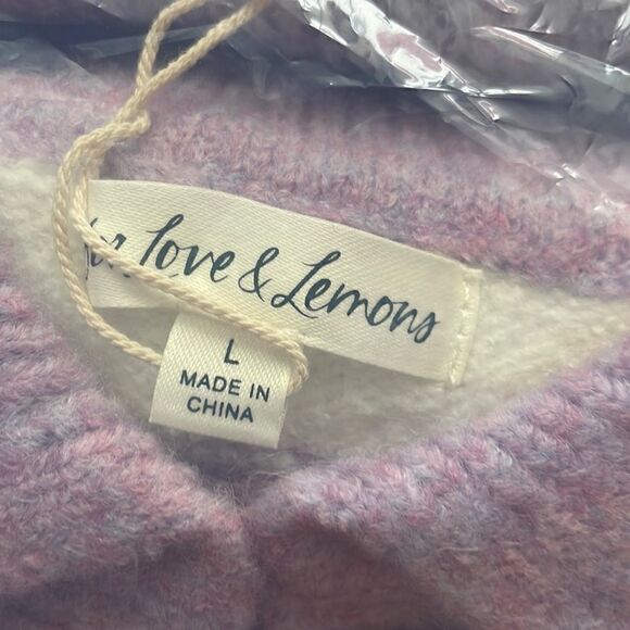 For Love&Lemons Maud Boxy Crop Sweater - Purple Size L - Picture 4 of 7